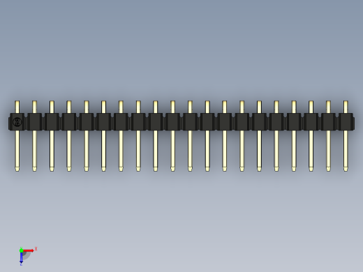 彩色公排针 100mil 2.54mm 系列-DS1022_black_1x20p_100mil_TypeD_rev1.0俯视缩略图