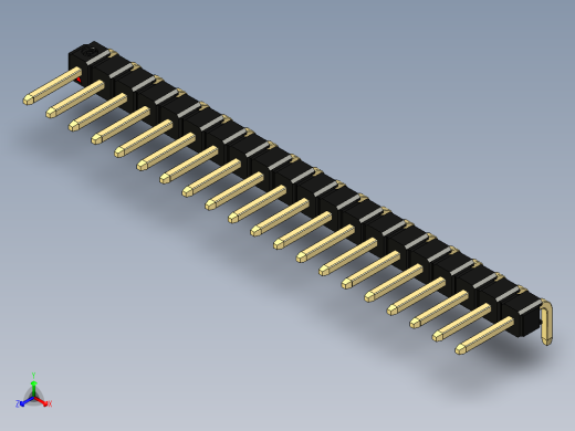彩色公排针 100mil 2.54mm 系列-DS1022_black_1x20p_100mil_TypeD_rev1.0正等轴测缩略图