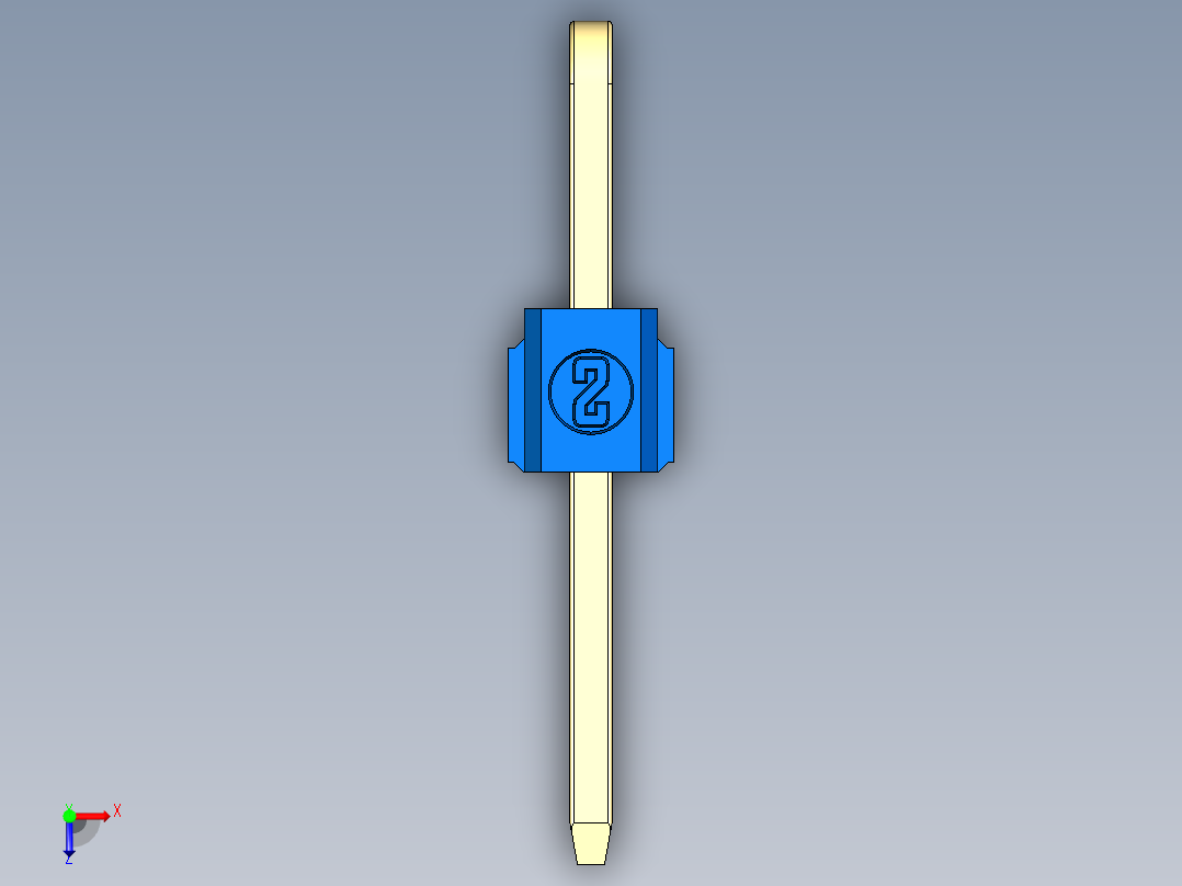 彩色公排针 100mil 2.54mm 系列-DS1022_blue_2x01p_100mil_TypeD_rev1.0俯视图