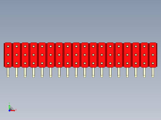 彩色公排针 100mil 2.54mm 系列-DS1022_red_3x18p_100mil_TypeD_rev1.0前视缩略图