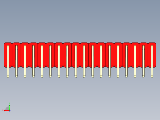 彩色公排针 100mil 2.54mm 系列-DS1022_red_3x18p_100mil_TypeD_rev1.0后视缩略图