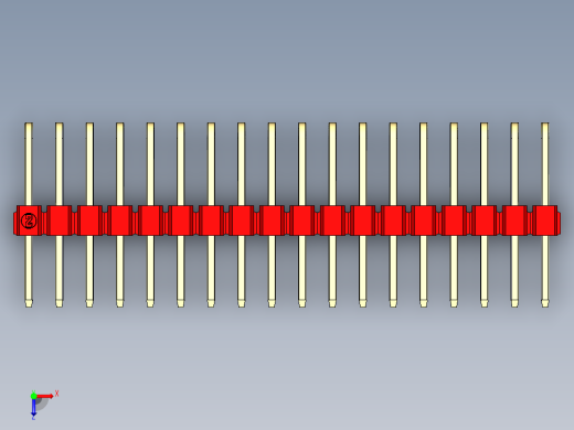彩色公排针 100mil 2.54mm 系列-DS1022_red_3x18p_100mil_TypeD_rev1.0俯视缩略图