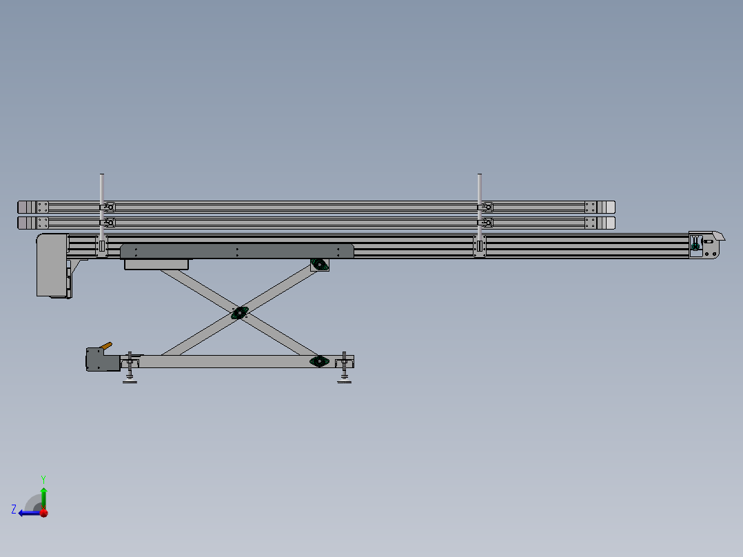 出包传送带3D数模图纸 Solidworks设计右视图