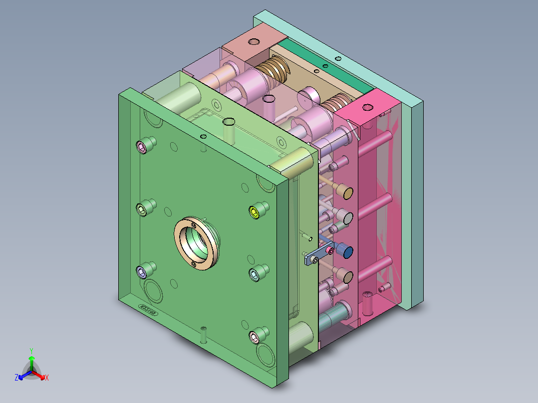 游戏机面盖（含五金件注塑）正等轴测图