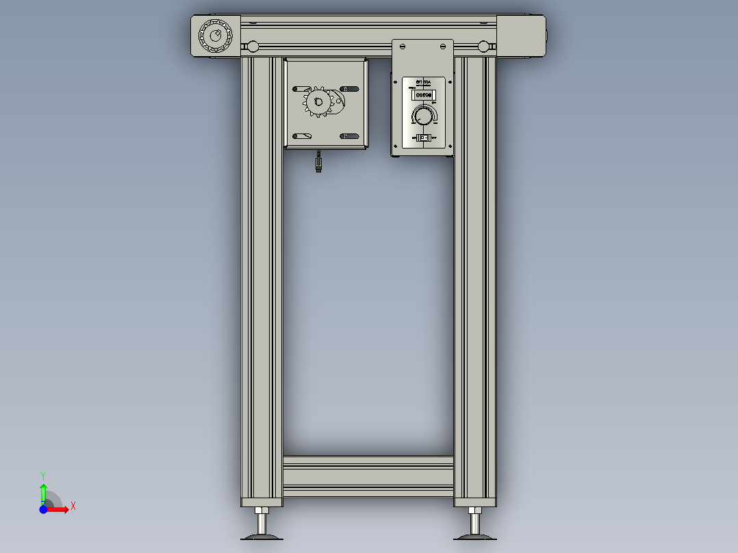 500mm皮带输送机3D图纸 STEP格式前视图