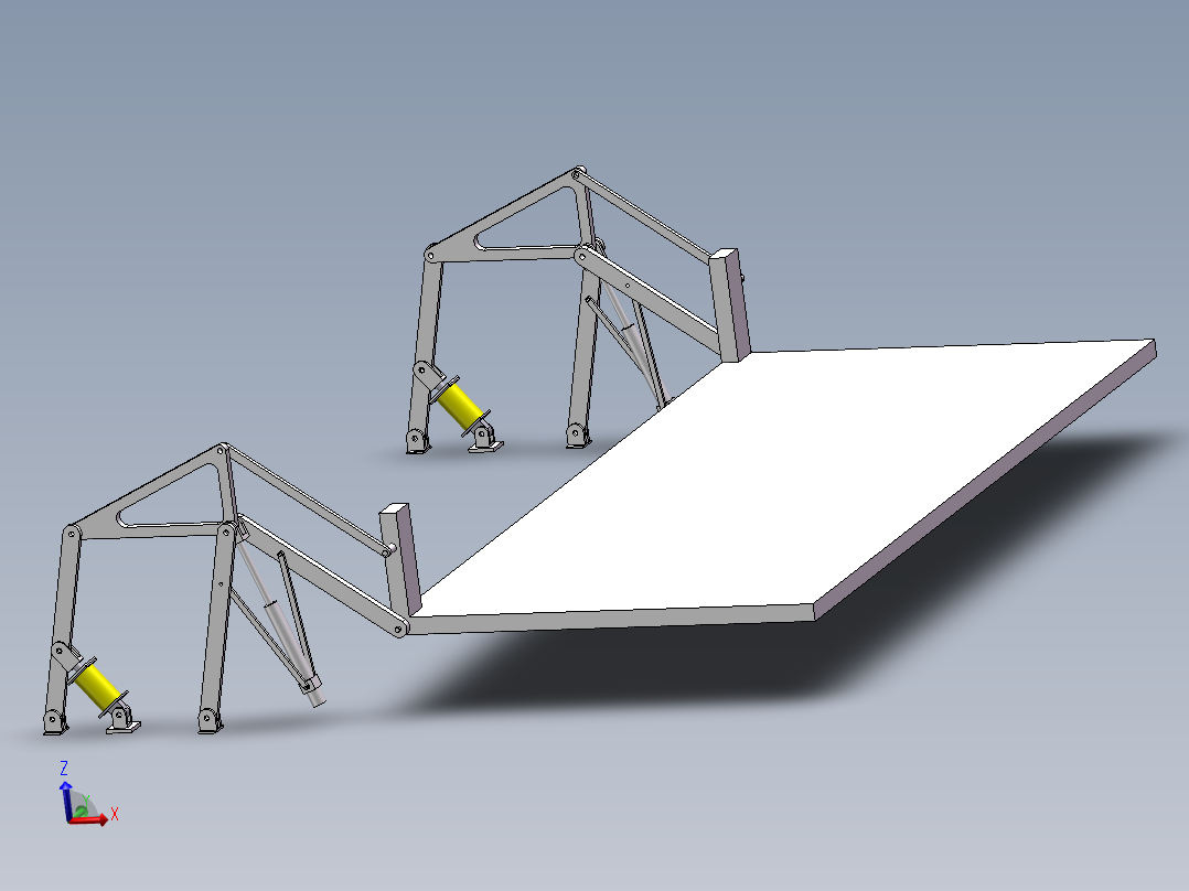 四连杆载车机构设计三维SW模型+CAD