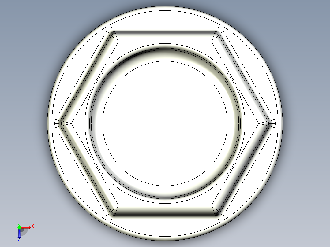紧固件-IGES Hex Head Screw-03俯视图