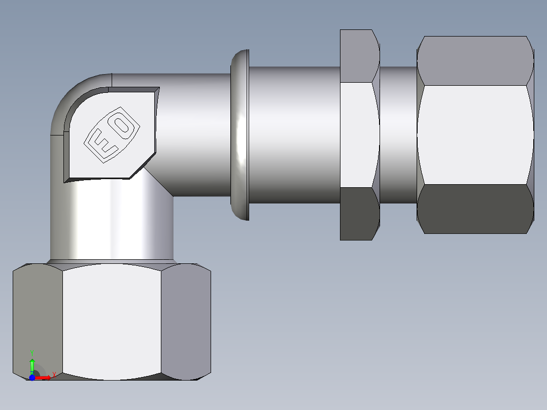卡套式工业通用硬管接头EO_Bulkhead_elbow_WSV16ZS71前视图