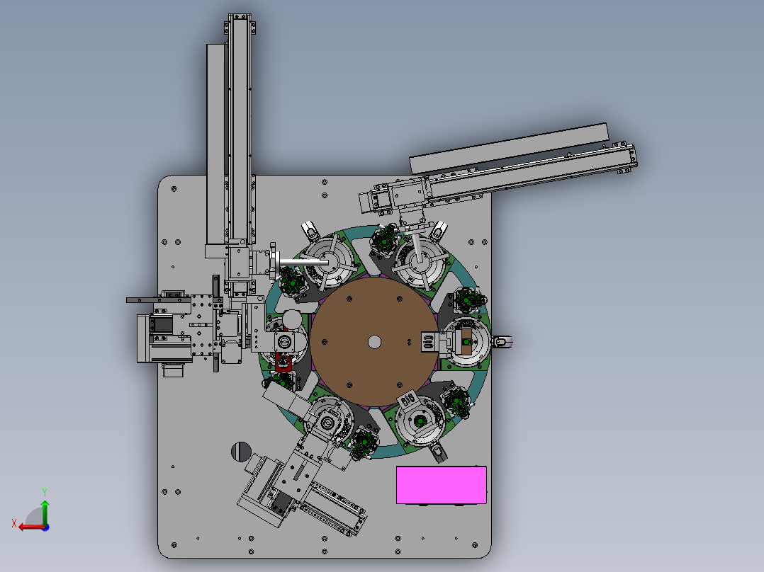 六工位转盘螺丝机SW模型后视图