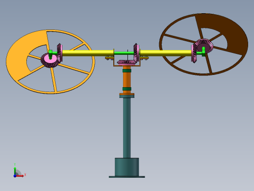锥齿轮传动风力发电机模型前视缩略图