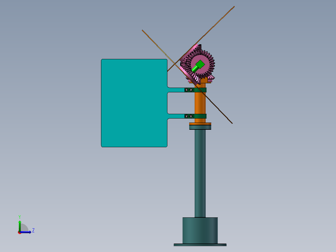 锥齿轮传动风力发电机模型左视图