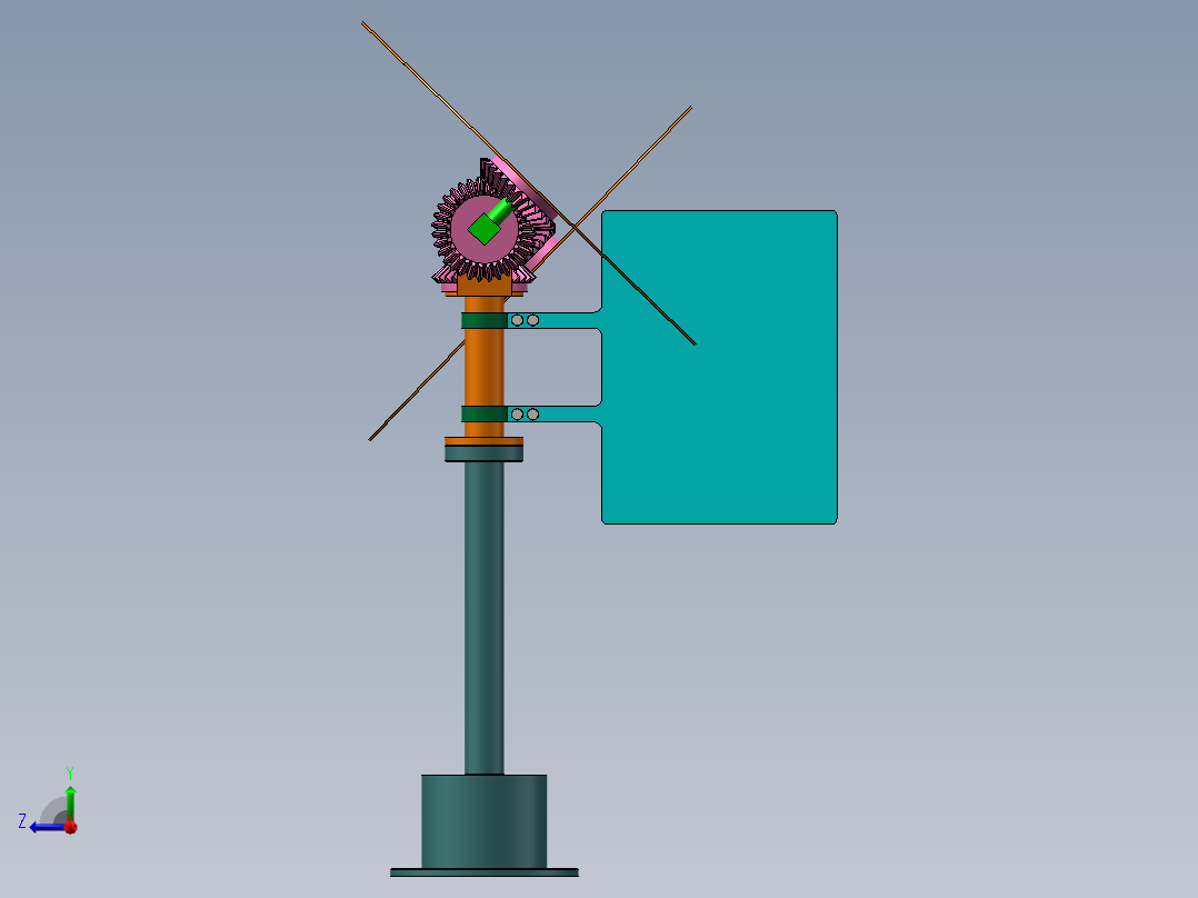 锥齿轮传动风力发电机模型右视图