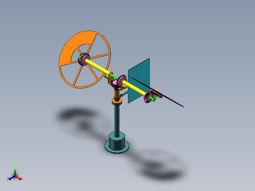 锥齿轮传动风力发电机模型正等轴测缩略图