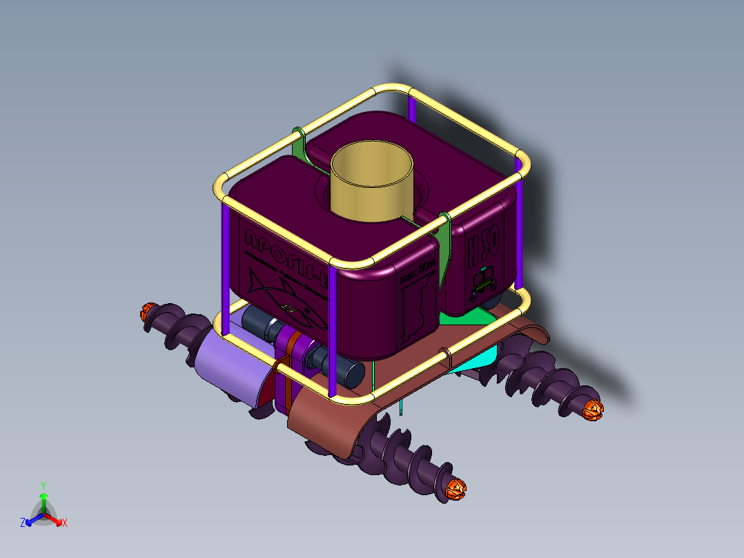 游泳池水下全自动吸污机构主视图