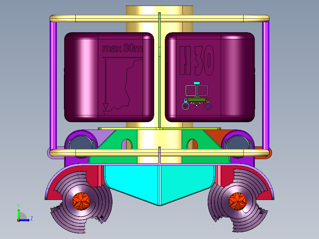 游泳池水下全自动吸污机构左视图