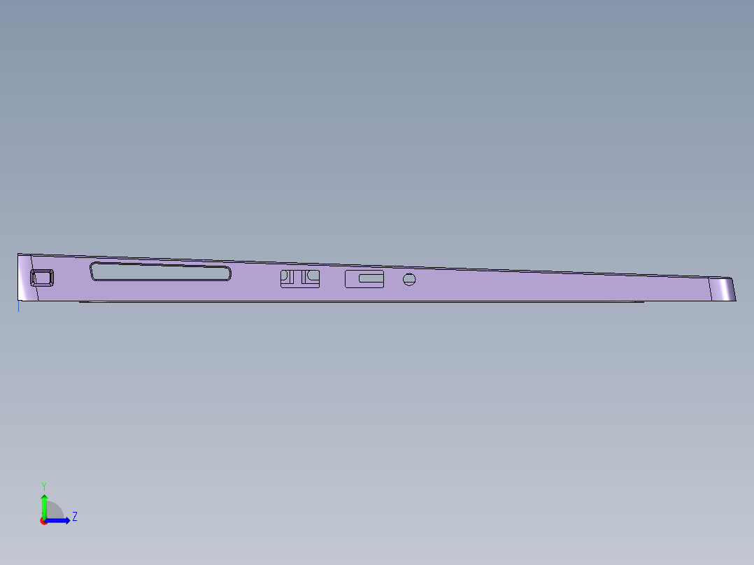 屏幕金属外壳铣天侧端面CNC编程程序模型左视图