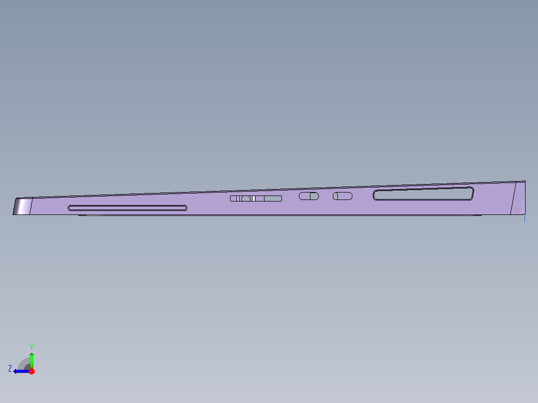屏幕金属外壳铣天侧端面CNC编程程序模型右视图