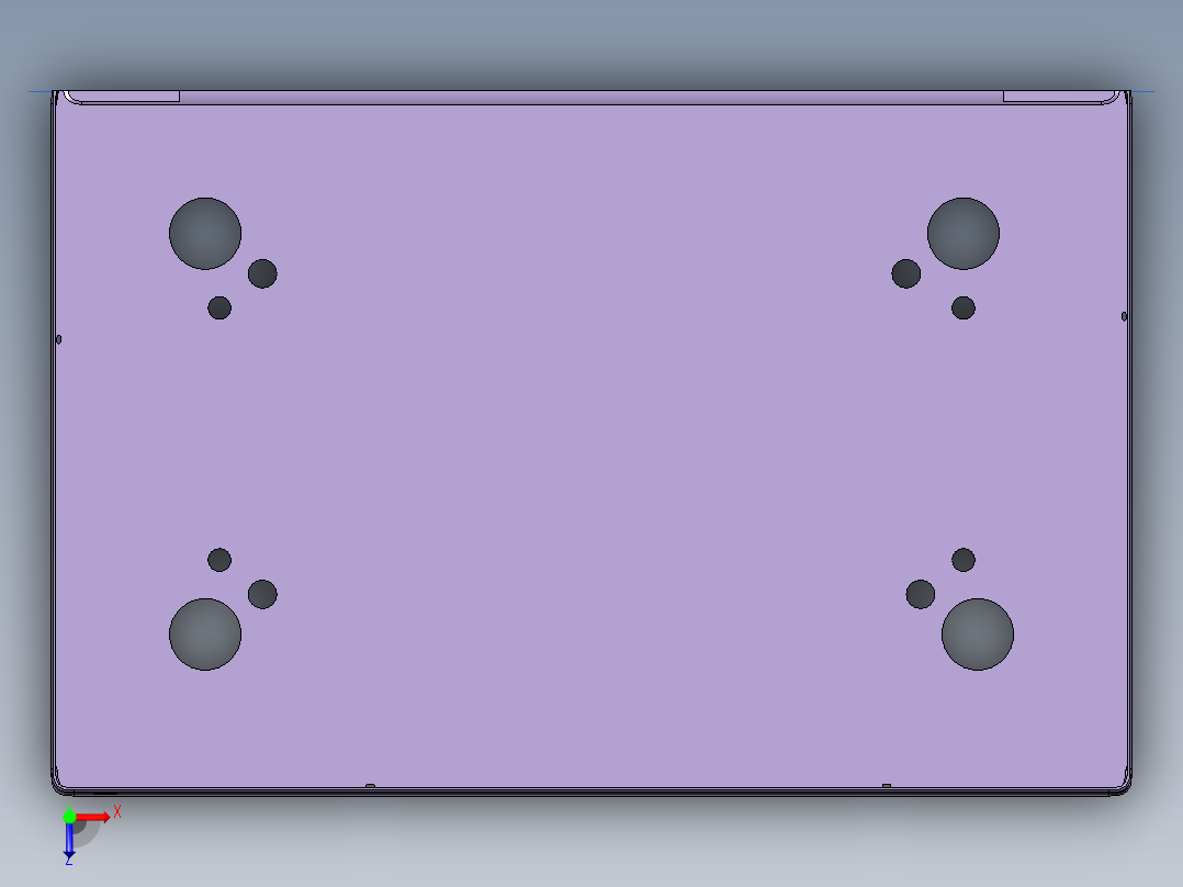 屏幕金属外壳铣天侧端面CNC编程程序模型俯视图