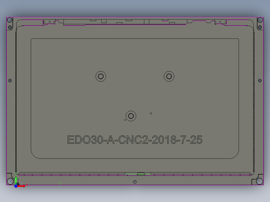 冲压件平板外壳内腔开粗UG编程程序模型前视图