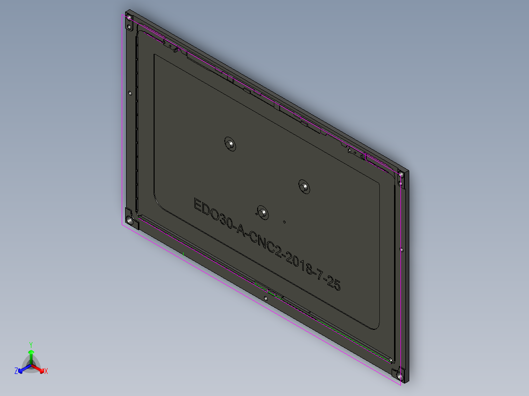 冲压件平板外壳内腔开粗UG编程程序模型正等轴测图