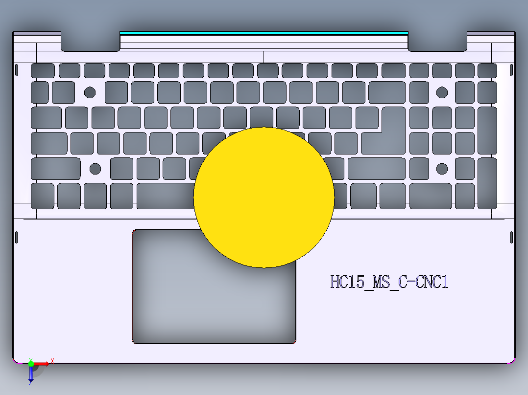 笔记本键盘外壳铣侧孔UG编程程序模型俯视图