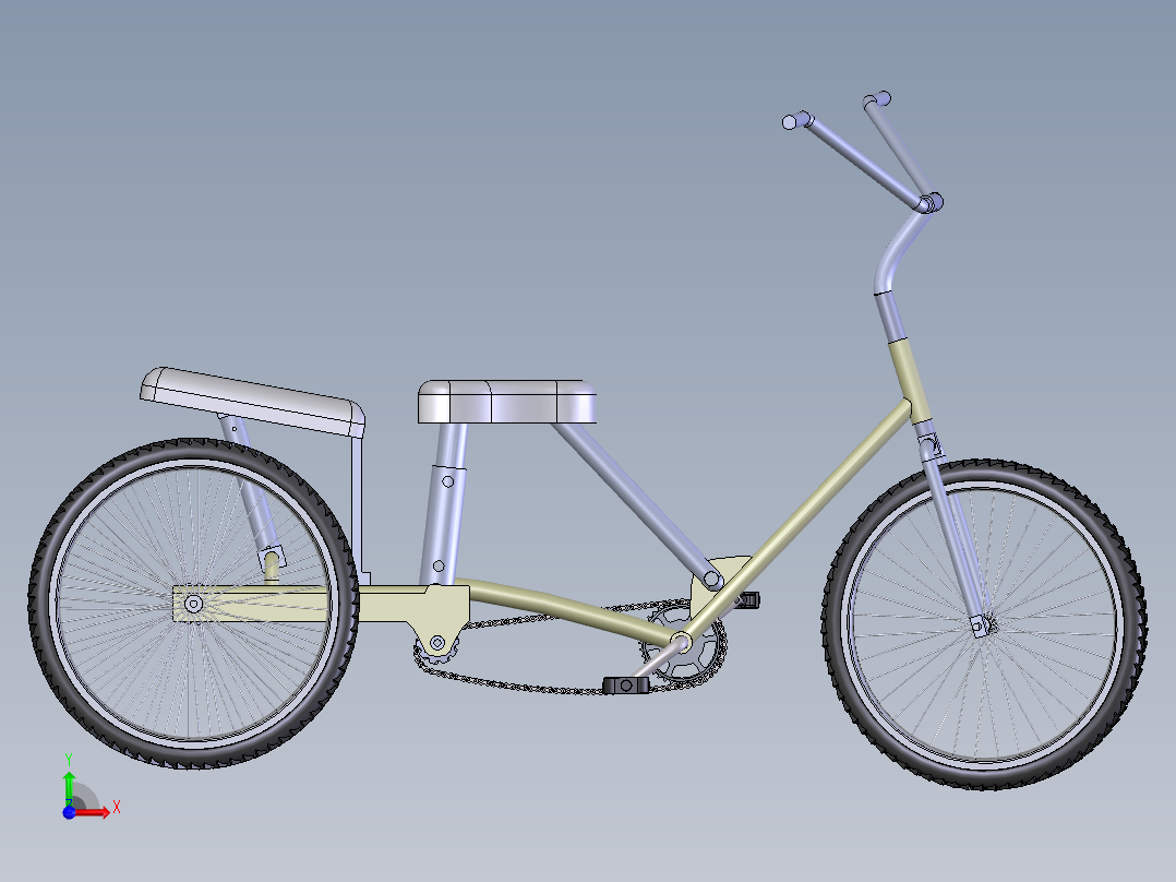 三轮自行车前视图