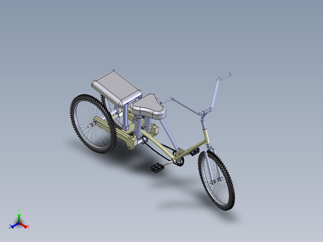 三轮自行车正等轴测图