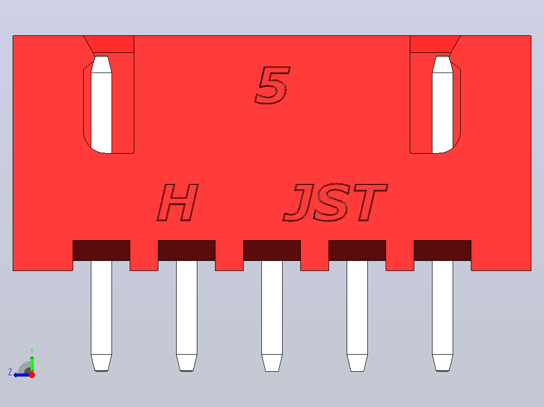 连接器红色JST XH 5针2.54 mm右视图