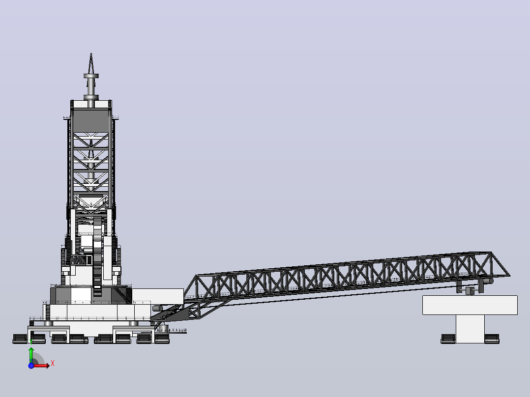 288型轮斗挖掘机简易模型3D图纸 Solidworks设计前视图