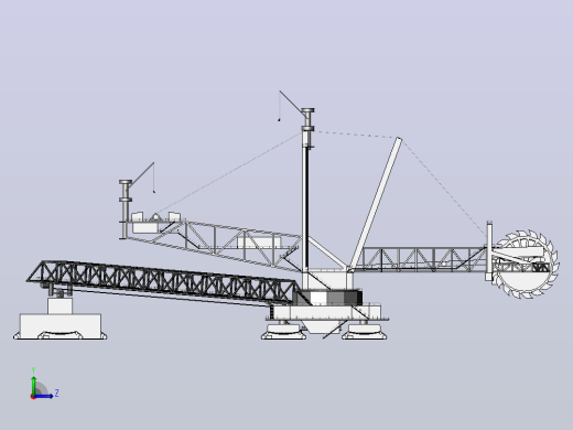 288型轮斗挖掘机简易模型3D图纸 Solidworks设计左视缩略图