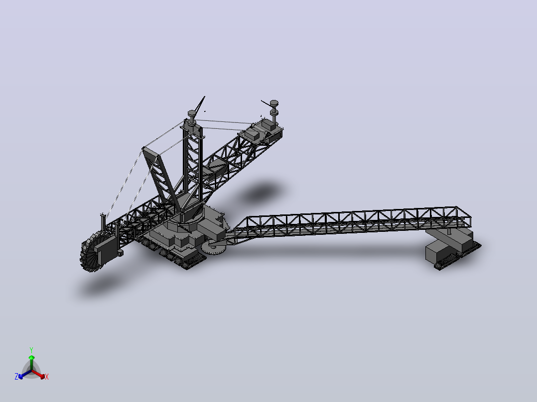 288型轮斗挖掘机简易模型3D图纸 Solidworks设计正等轴测图
