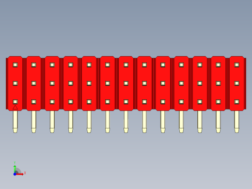 彩色公排针 100mil 2.54mm 系列-DS1022_red_3x13p_100mil_TypeD_rev1.0前视缩略图