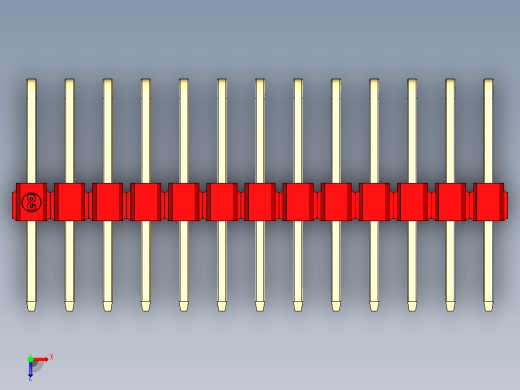 彩色公排针 100mil 2.54mm 系列-DS1022_red_3x13p_100mil_TypeD_rev1.0俯视缩略图