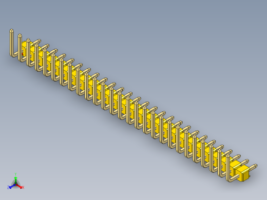 彩色公排针 100mil 2.54mm 系列-DS1022_yellow_27p_100mil_TypeU_rev1.0