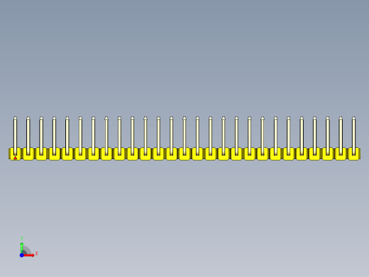 彩色公排针 100mil 2.54mm 系列-DS1022_yellow_27p_100mil_TypeU_rev1.0前视缩略图