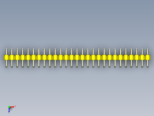 彩色公排针 100mil 2.54mm 系列-DS1022_yellow_27p_100mil_TypeU_rev1.0俯视缩略图