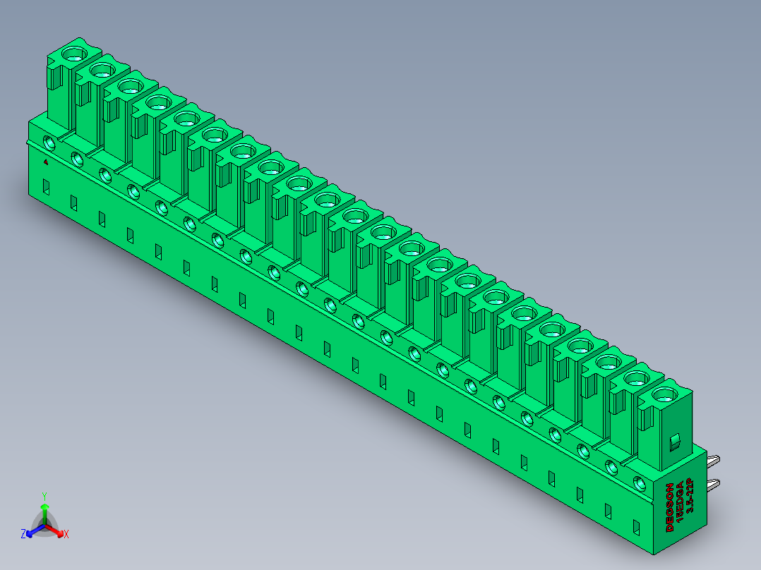 DEGSON 15EDG 系列 3.5mm 插拔式接线端子 FullPack-15EDGA-3.5-22P-14-00AH主视图
