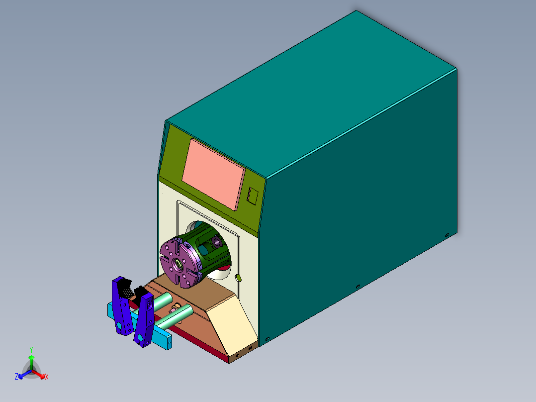 多层屏蔽线材天线旋转剥皮机正等轴测图
