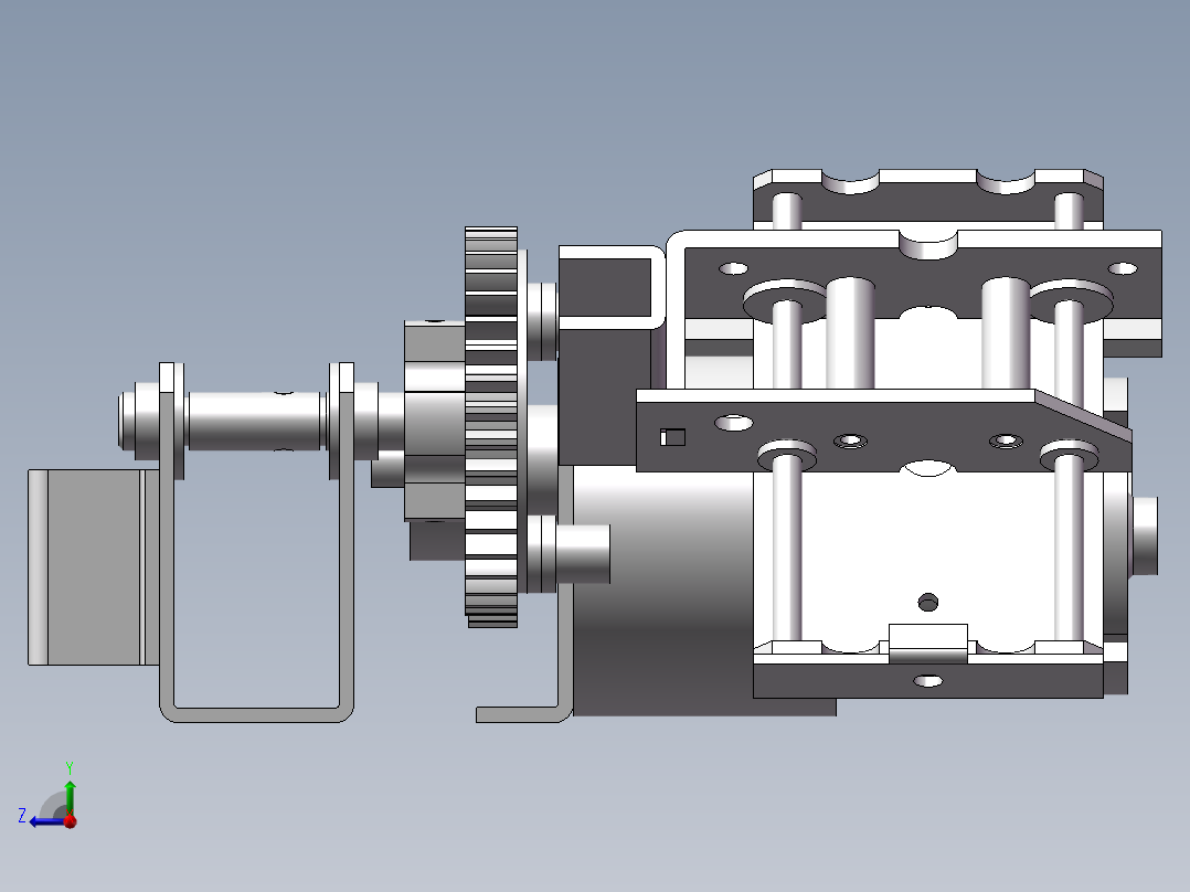 齿轮传动往复机构stp右视图