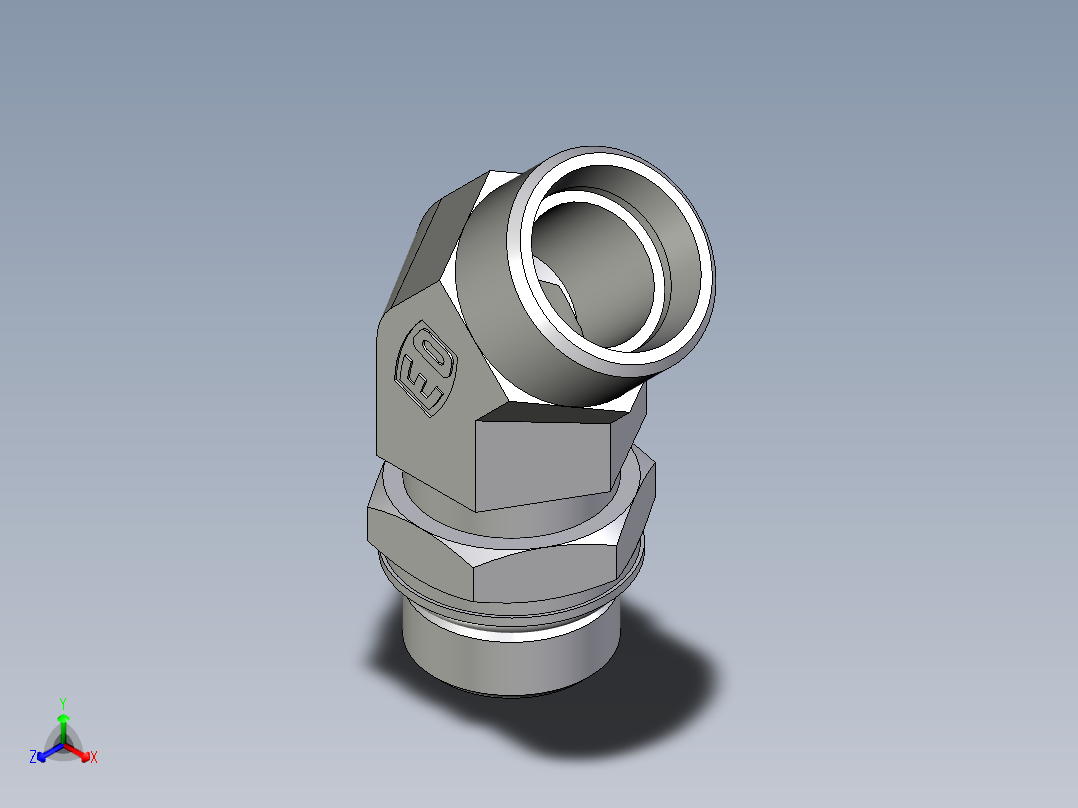 卡套式工业通用硬管接头EO_Adjustable_locknut_45_deg_elbow_VEE22LM27X2OROMDCF主视图