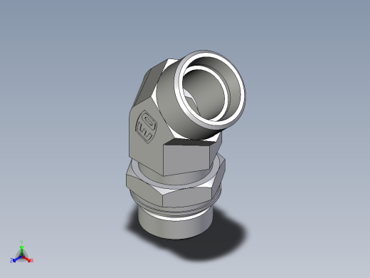 卡套式工业通用硬管接头EO_Adjustable_locknut_45_deg_elbow_VEE22LM27X2OROMDCF正等轴测缩略图