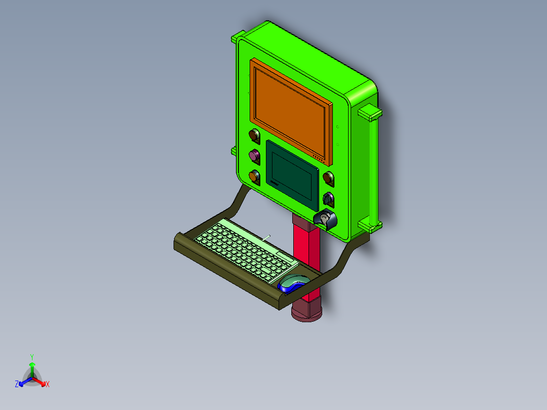 触摸屏+显示器+键鼠套装2正等轴测图