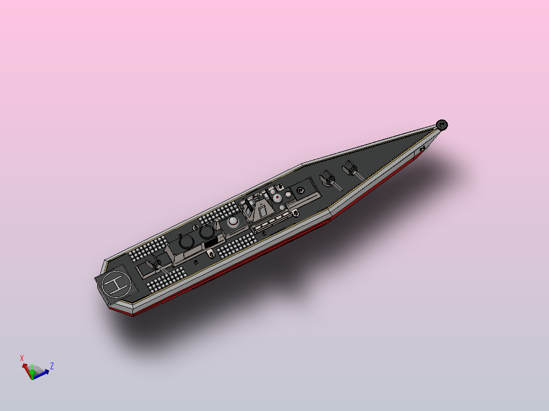 无畏舰战舰简易模型主视图