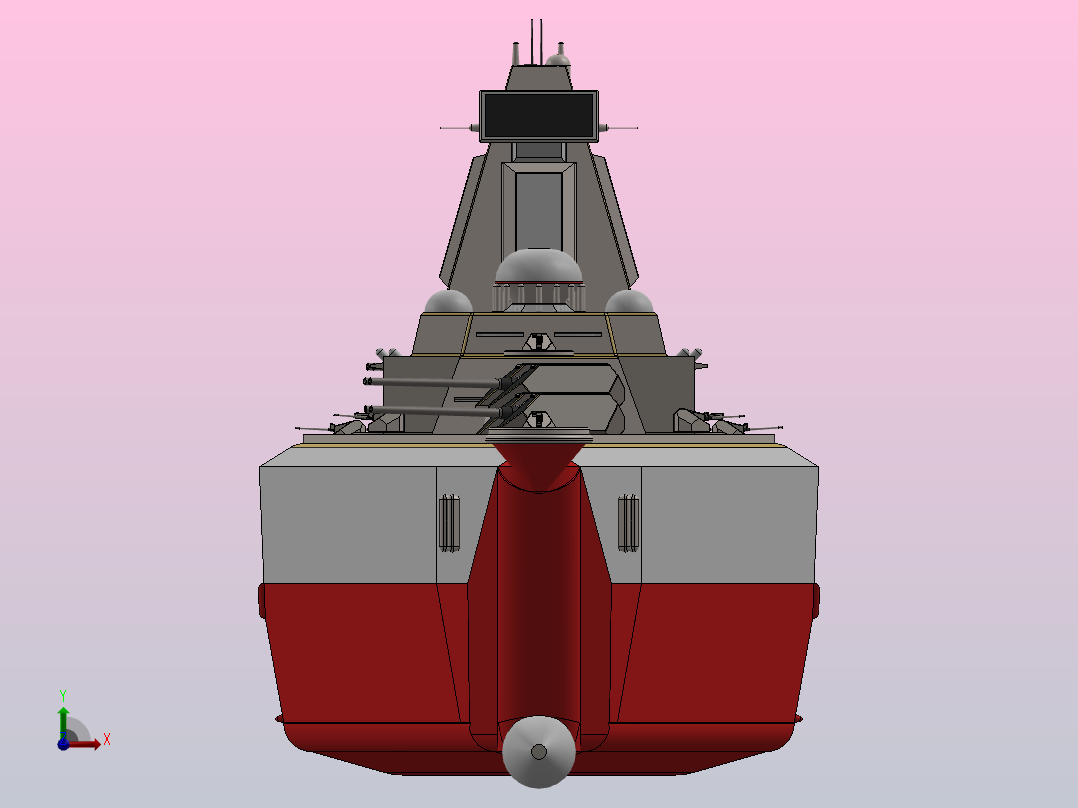 无畏舰战舰简易模型前视图