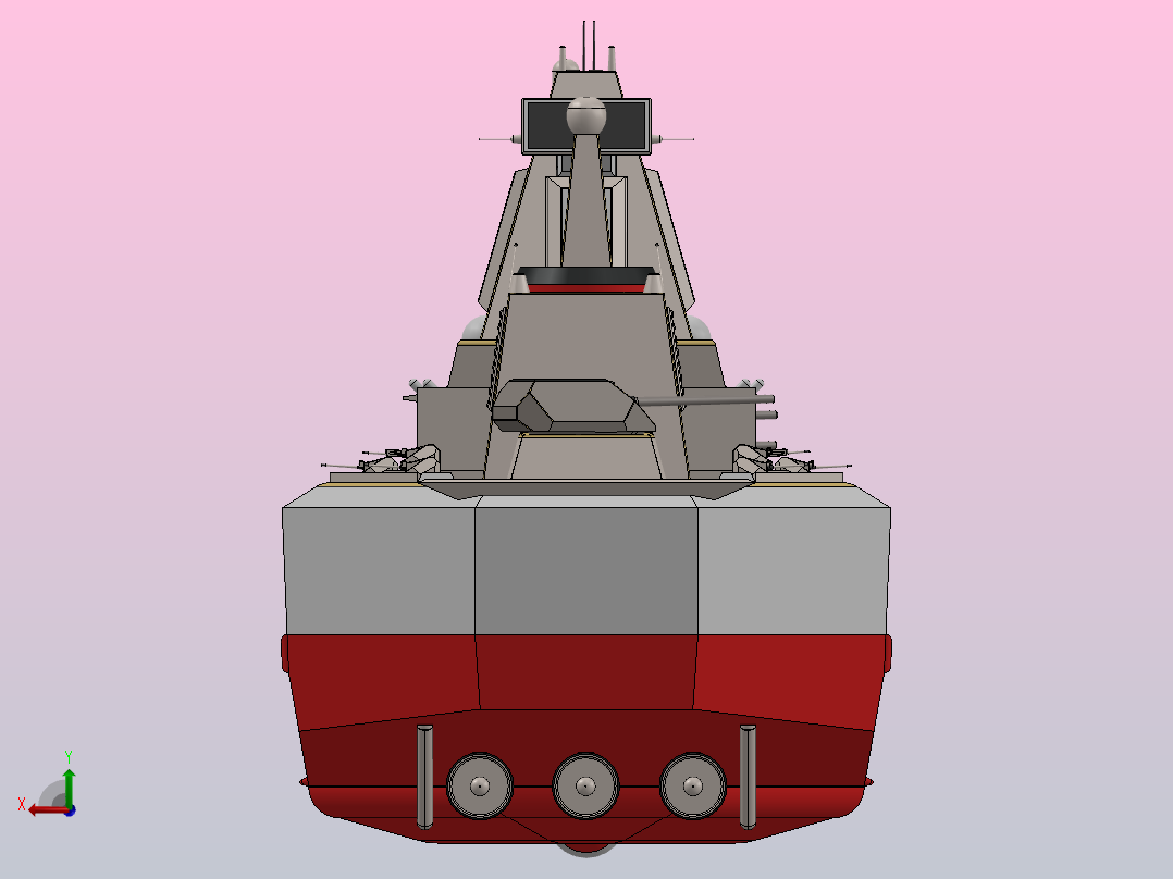 无畏舰战舰简易模型后视图