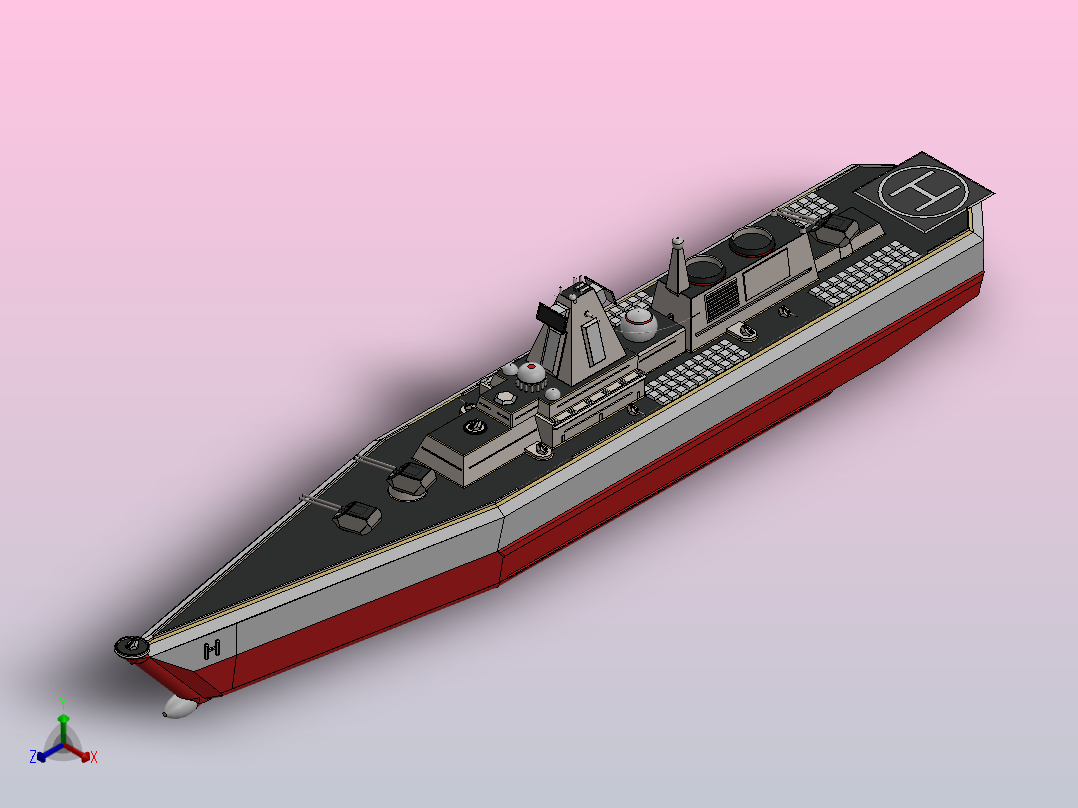 无畏舰战舰简易模型正等轴测图