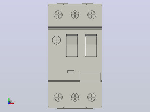 TRIPOLI电机断路器METALTEX MOD。CATIA V5 R17  DISJUNTOR马达三极METALTEX模块中的4-6.3A型号。4-6.3A MODELADO EM CATIA V5 R17前视缩略图