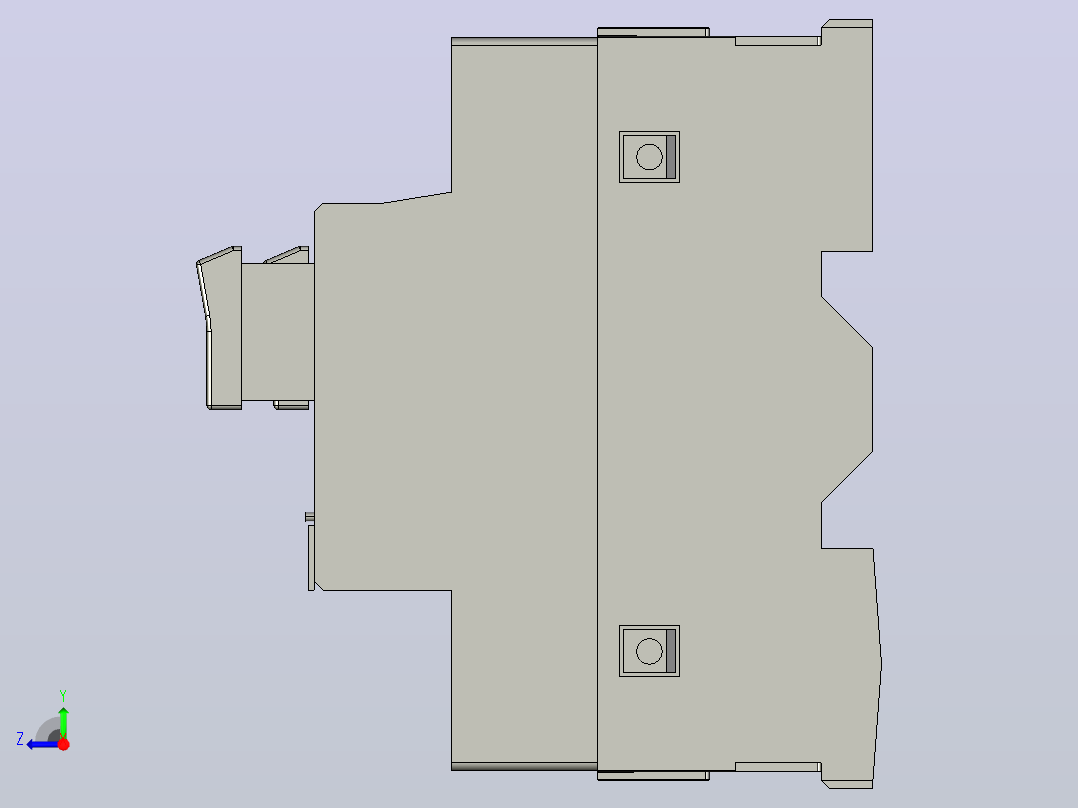 TRIPOLI电机断路器METALTEX MOD。CATIA V5 R17  DISJUNTOR马达三极METALTEX模块中的4-6.3A型号。4-6.3A MODELADO EM CATIA V5 R17右视图