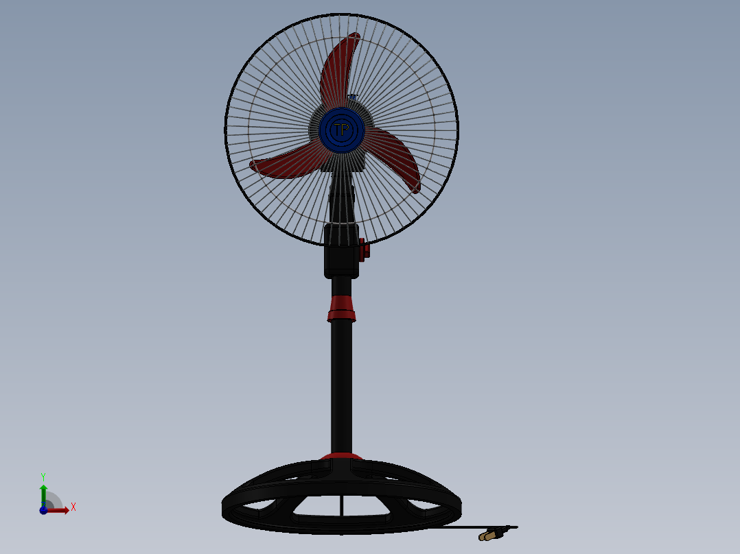 Tree Fan普通落地风扇模型3D图纸 Solidworks设计前视图