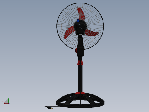 Tree Fan普通落地风扇模型3D图纸 Solidworks设计后视缩略图